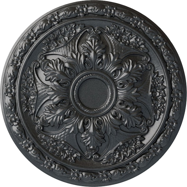 Ekena Millwork Baile Ceiling Medallion (Fits Canopies up to 3 1/4"), Hand-Painted Pewter, 20"OD x 1 5/8"P CM20BLPES - main